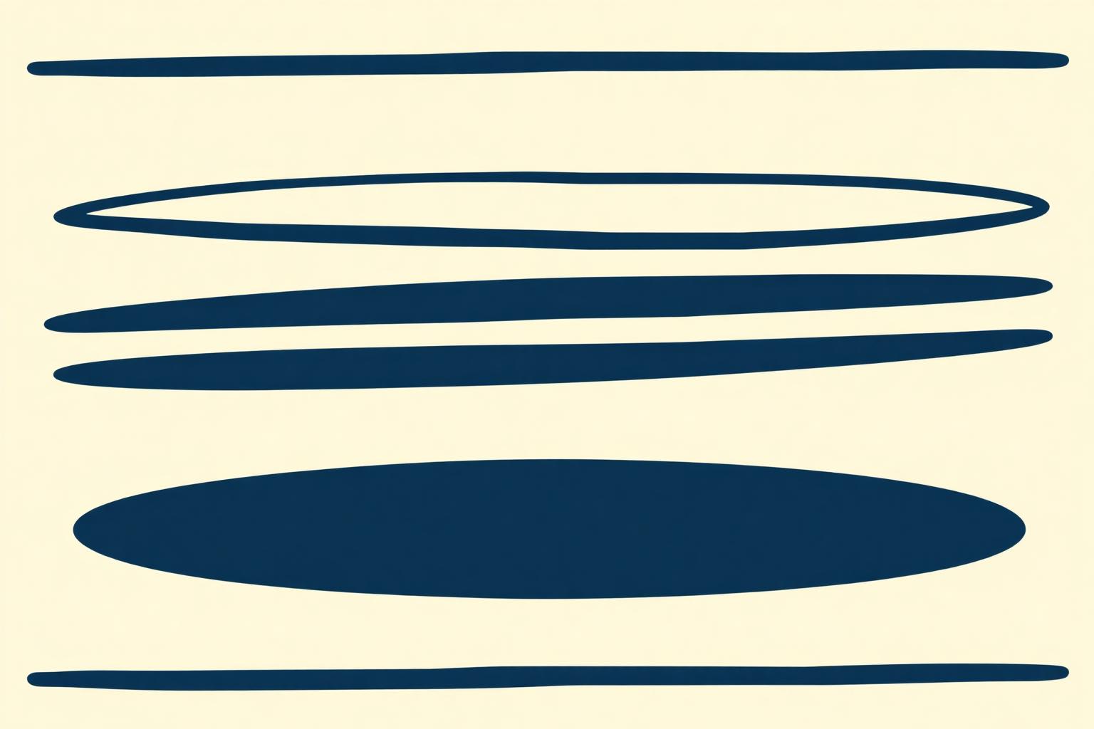 Abstract illustration of three layered navy bands converging downward into one solid form, representing regulations, standards and frameworks meeting a single governance layer