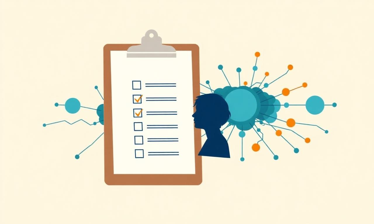 Clipboard with an audit checklist overlaid on a neural network and a human profile — symbolising the structured audit of AI–human collaboration quality.